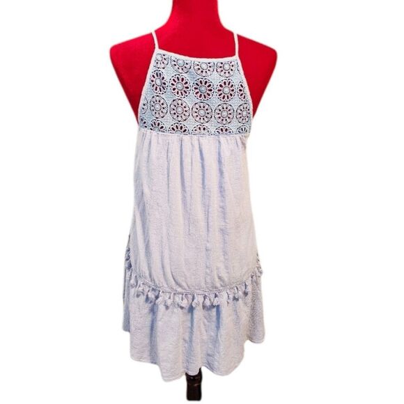 Altar'd State Blue Tassel Crotchet Halter Dress Size Medium - Picture 3 of 5